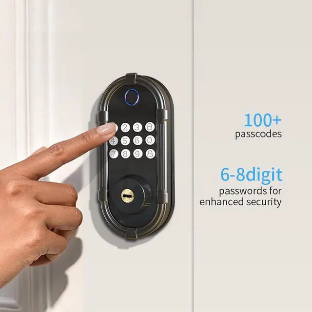 Alt view image 7 of 7 - Smart Fingerprint Door Lock, Automatic Electronic Security Lock with Password Keypad, Keyless Biometric Entry Lock for Home Front Doors and Apartments(Gray)