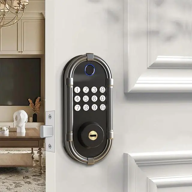 Alt view image 2 of 7 - Smart Fingerprint Door Lock, Automatic Electronic Security Lock with Password Keypad, Keyless Biometric Entry Lock for Home Front Doors and Apartments(Gray)