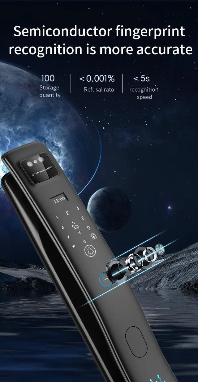 Alt view image 2 of 7 - WiFi Smart Lock with Camera Video Doorbell, 8-in-1 Keyless Deadbolt | Digital Lock for Front Door, Fingerprint Lock with Keypad, Voice & Remote Control, Palm Vein & Face Recognition Access
