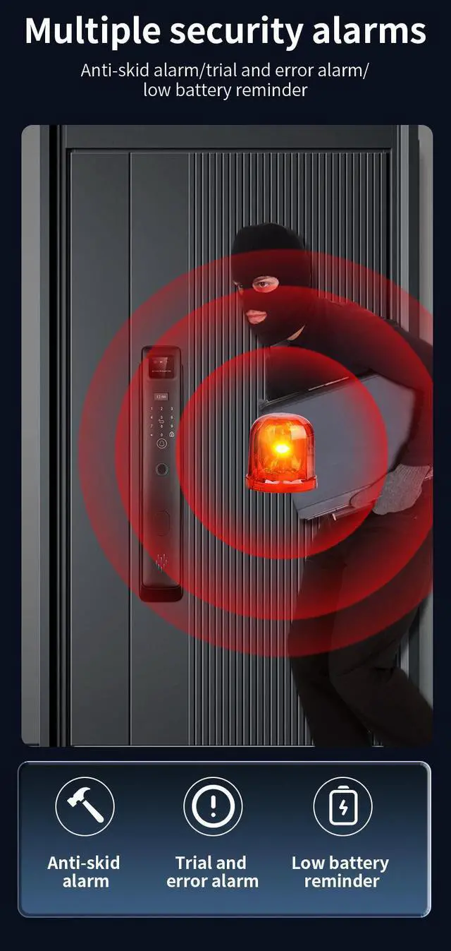 Alt view image 3 of 7 - WiFi Smart Lock with Camera Video Doorbell, 8-in-1 Keyless Deadbolt | Digital Lock for Front Door, Fingerprint Lock with Keypad, Voice & Remote Control, Palm Vein & Face Recognition Access