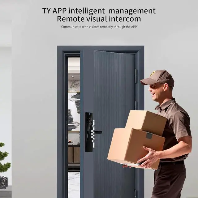 Alt view image 2 of 7 - Smart Lock with Camera 4.5 Inch Screen BT Keyless Entry Door Lock TY APP/Fingerprint/Password/Card/Mechanical Key Unlocking Methods Door Lock for 40-120mm Thickness Office Home Bedroom Door