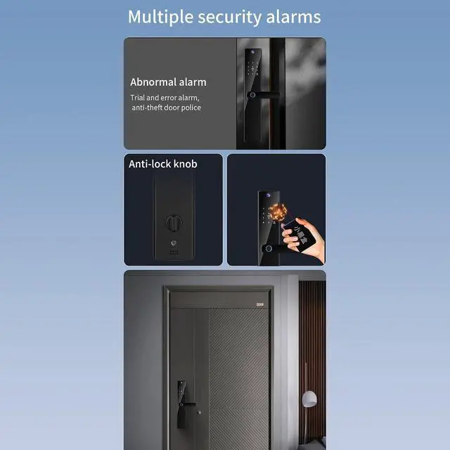 Alt view image 5 of 7 - Smart Lock with Camera 4.5 Inch Screen BT Keyless Entry Door Lock TY APP/Fingerprint/Password/Card/Mechanical Key Unlocking Methods Door Lock for 40-120mm Thickness Office Home Bedroom Door