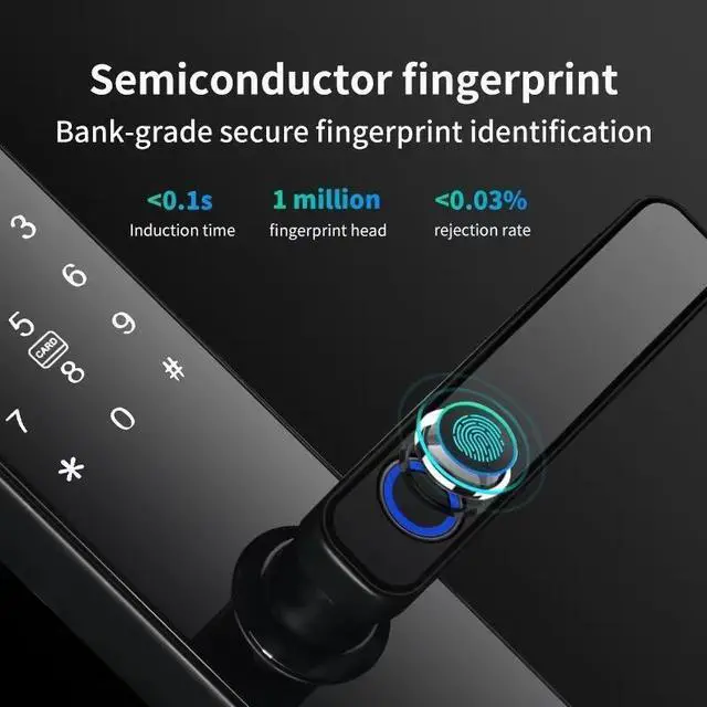Alt view image 3 of 6 - Smart Door Lock, Smart Door Lock Biometric Fingerprint, Smart Entry Home Handle App Unlock Digital Smart Lock