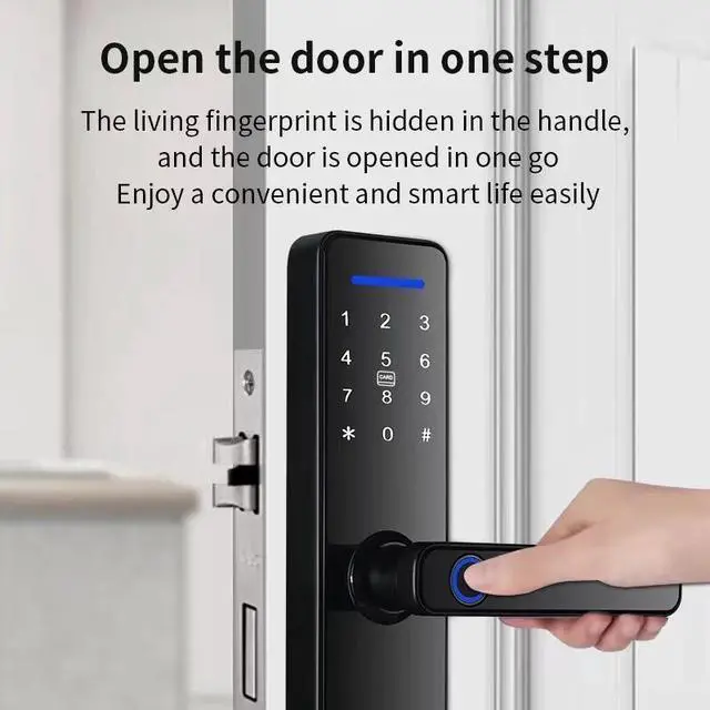 Alt view image 4 of 6 - Smart Door Lock, Smart Door Lock Biometric Fingerprint, Smart Entry Home Handle App Unlock Digital Smart Lock