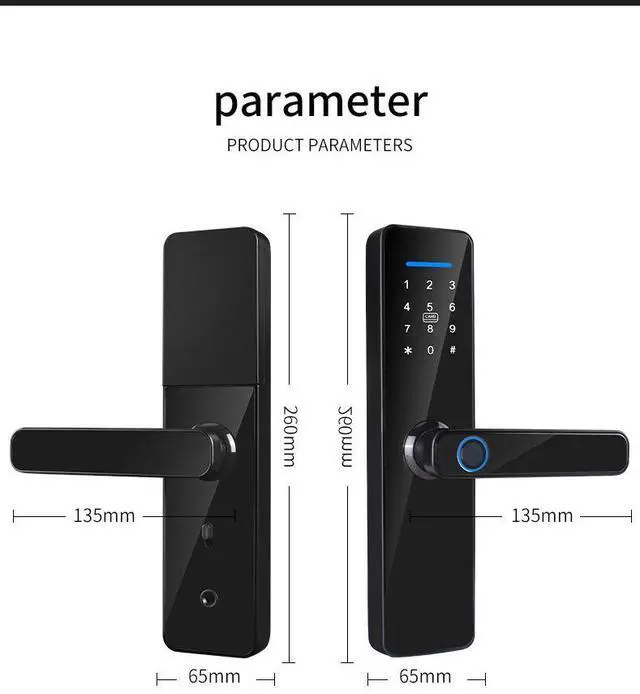 Alt view image 5 of 6 - Smart Door Lock, Smart Door Lock Biometric Fingerprint, Smart Entry Home Handle App Unlock Digital Smart Lock