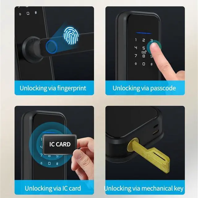 Alt view image 6 of 6 - Smart Door Lock, Smart Door Lock Biometric Fingerprint, Smart Entry Home Handle App Unlock Digital Smart Lock