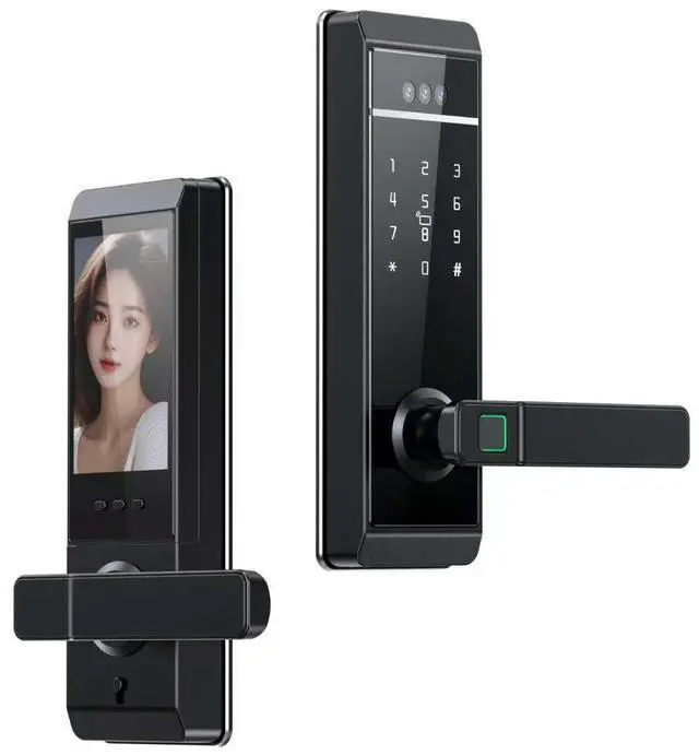 Main image of Tuya Smart Indoor Door Lock with One-Touch Handle, Fingerprint, Password & RFID Card Access, WiFi Enabled Electronic Smart Lock for Home and Office