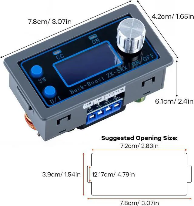 Alt view image 5 of 7 - ZK-5KX Automatic voltage regulation adjustable power supply with 5A/80W, featuring digital display, constant voltage and constant current, and programmable stable voltage regulation module board