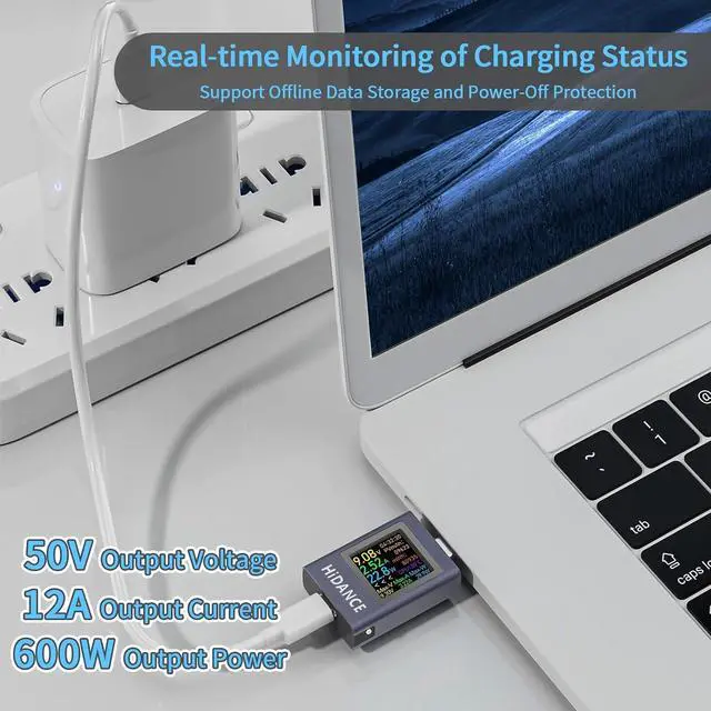 Alt view image 2 of 7 - USB C Power Meter USB C Tester, USB Multimeter 4.5-50V 0-12A Two-Way Measurement Voltage Current Capacity Amp Volt Voltmeter Ammeter Detector Color Display Digital Tester for Chargers Power Bank Cable