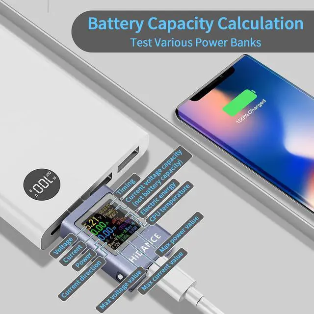 Alt view image 6 of 7 - USB C Power Meter USB C Tester, USB Multimeter 4.5-50V 0-12A Two-Way Measurement Voltage Current Capacity Amp Volt Voltmeter Ammeter Detector Color Display Digital Tester for Chargers Power Bank Cable