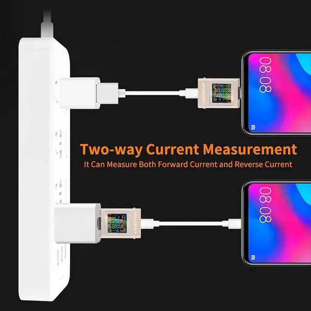 Alt view image 3 of 7 - USB C Power Meter Tester, Multimeter 4.5-50V 0-12A Two-Way Measurement Gravity Sensor Voltage Current Capacity Amp Volt Voltmeter Ammeter Digital Tester for Chargers Power Bank Cable Copper