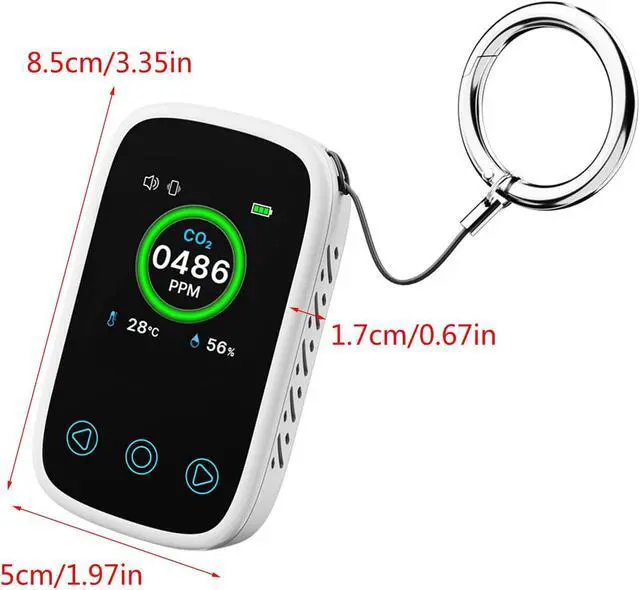 Alt view image 7 of 7 - Mini CO2 Detector Portable Air Quality Monitor for Home Outdoor Use, with Temperature & Humidity Sensor, Carbon Dioxide Tester