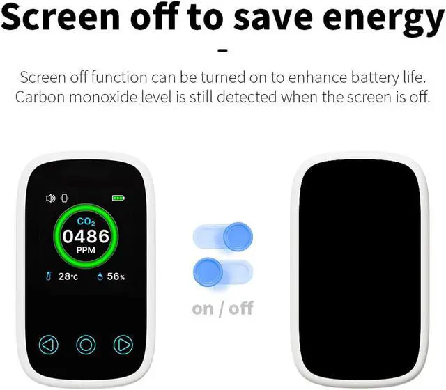 Alt view image 6 of 7 - Mini CO2 Detector Portable Air Quality Monitor for Home Outdoor Use, with Temperature & Humidity Sensor, Carbon Dioxide Tester