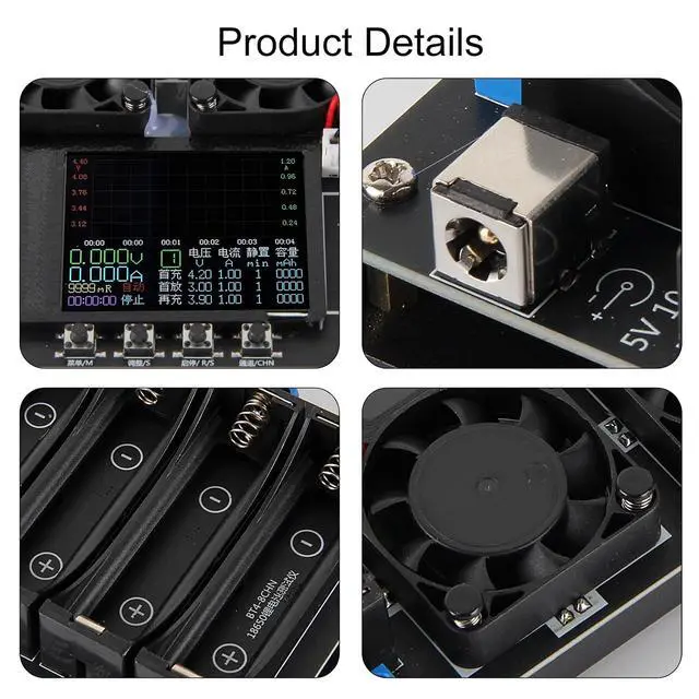 Alt view image 2 of 7 - 8 Channel 18650 Battery Capacity Tester, Automatic Charge Discharge Module with Internal Resistance Test for Flat Top Batteries, Type-C Powered Lithium Battery Analyzer