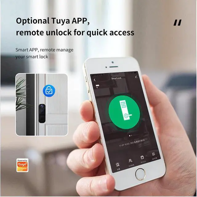 Alt view image 2 of 7 - Smart Fingerprint Door Lock for Front Door Electronic Keyless Keypad Entry Door Lock with 6 Ways Unlock 110 Groups Fingerprint and 400 Groups Password Storage APP Control BT Safety Lock