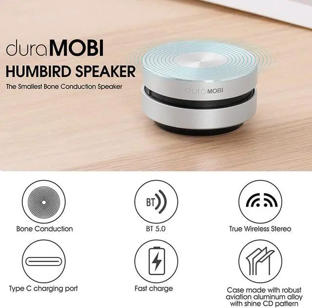 Alt view image 6 of 7 - Wirelessly BT Mini Speaker Bone Conduction Portable Wireless Speaker Stereo Bass Sound Creative Portable Speaker Mini Size Music Player Built-in Mic Sound Box (Silver)