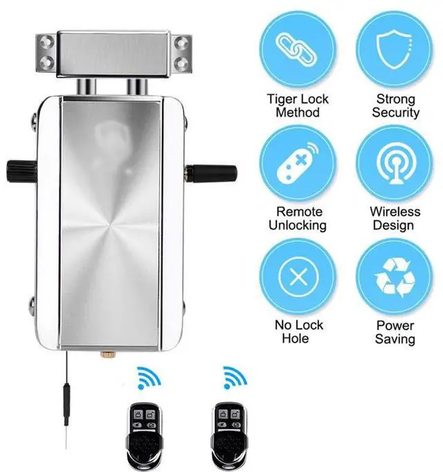 Alt view image 7 of 7 - Electronic Intelligent Home Door Lock Kit, Smart Wireless Anti-Theft Home Security Keyless Deadbolt Access Control System Remote Control