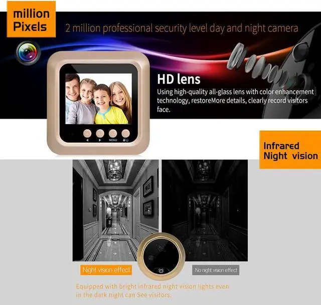 Alt view image 6 of 7 - Smart Door Viewer, Video Doorbell with 2.4inch LCD Display, Smart Door Eye Doorbell, Door Peephole Security Camera, IR Night Vision, Motion Detection