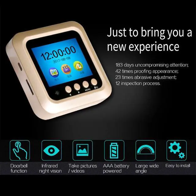 Alt view image 2 of 7 - Smart Door Viewer, Video Doorbell with 2.4inch LCD Display, Smart Door Eye Doorbell, Door Peephole Security Camera, IR Night Vision, Motion Detection