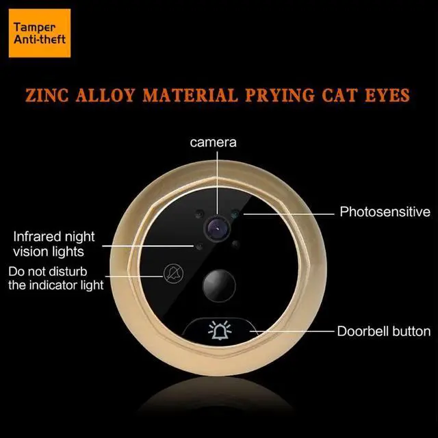 Alt view image 3 of 7 - Smart Door Viewer, Video Doorbell with 2.4inch LCD Display, Smart Door Eye Doorbell, Door Peephole Security Camera, IR Night Vision, Motion Detection