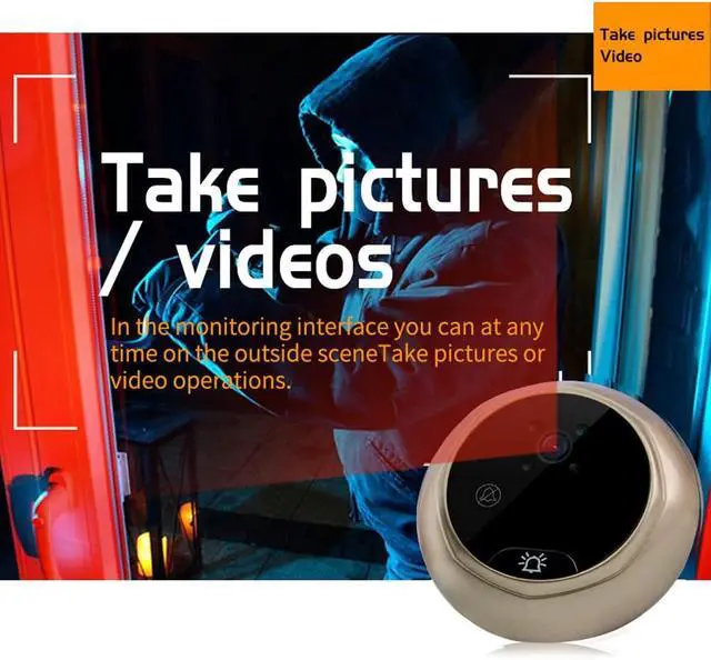 Alt view image 7 of 7 - Smart Door Viewer, Video Doorbell with 2.4inch LCD Display, Smart Door Eye Doorbell, Door Peephole Security Camera, IR Night Vision, Motion Detection