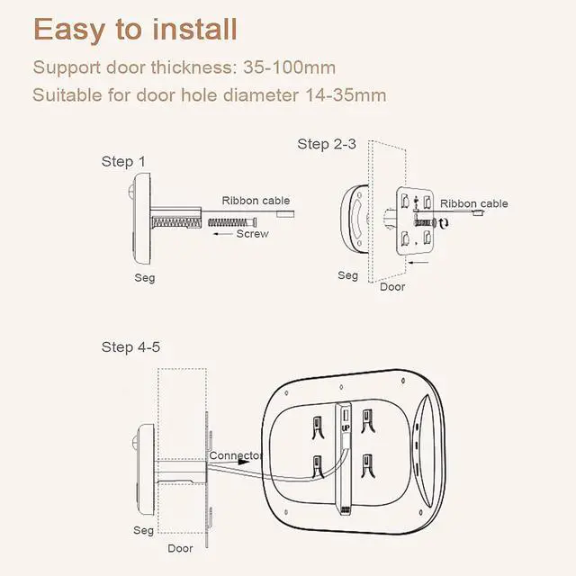Alt view image 5 of 7 - 2.8inch LCD Digital Door Viewer Peephole Door Camera Video Doorbell Kit Digital Door Monitoring with Night Vision/Photo Shooting/Built-in Memory/Wide Viewing Angle (Gold)