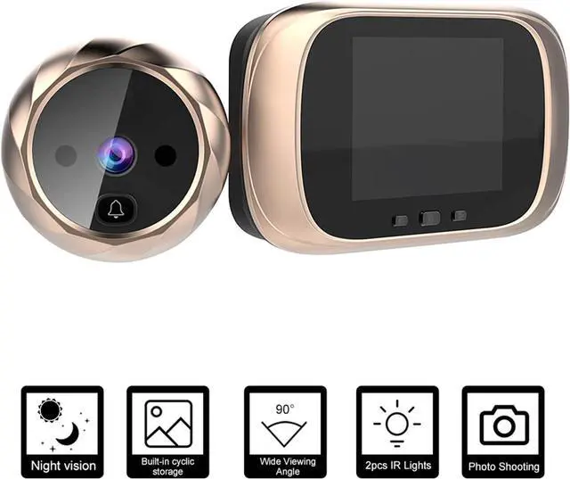Alt view image 2 of 7 - 2.8inch LCD Digital Door Viewer Peephole Door Camera Video Doorbell Kit Digital Door Monitoring with Night Vision/Photo Shooting/Built-in Memory/Wide Viewing Angle (Gold)