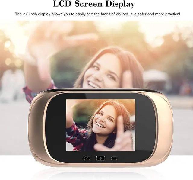 Alt view image 6 of 7 - 2.8inch LCD Digital Door Viewer Peephole Door Camera Video Doorbell Kit Digital Door Monitoring with Night Vision/Photo Shooting/Built-in Memory/Wide Viewing Angle (Gold)