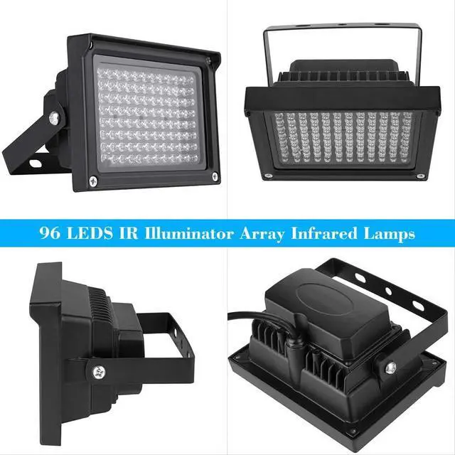 Alt view image 6 of 7 - 96 LEDs IR Illuminator Array Infrared Lamps Night Vision Outdoor Waterproof for CCTV Security Camera 12V power supply Black