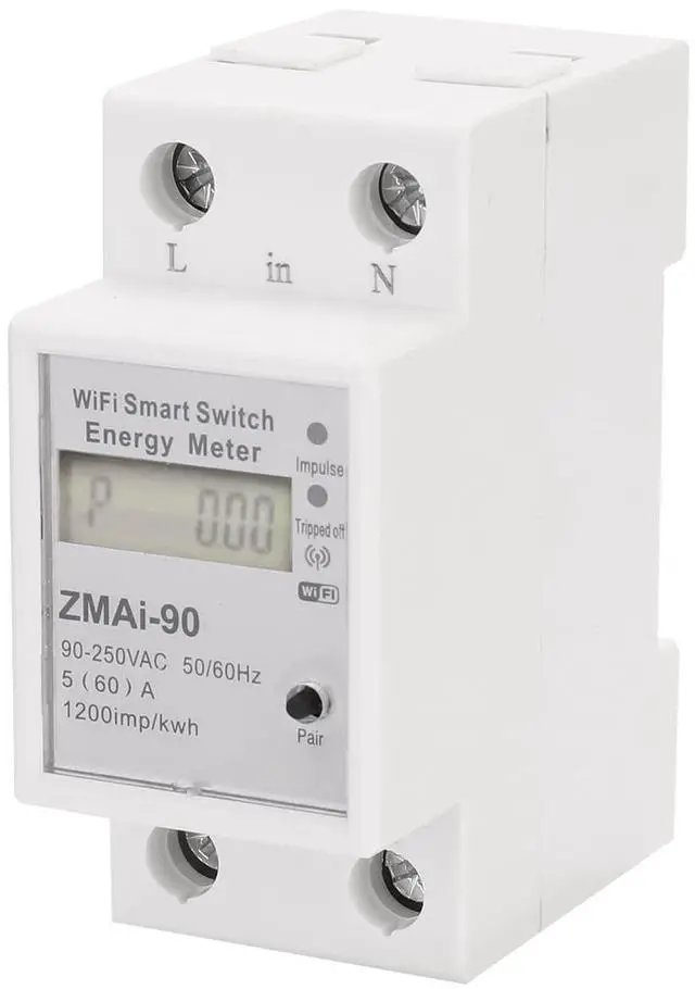 Main image of Single-Phase Din Rail WiFi Intelligent Energy Meter Power Consumption Kwh Meter Wattmeter Support Smartlife/Tuya APP Control Compatible with Alexa and Google Home