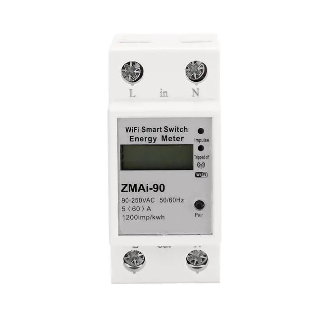Alt view image 4 of 7 - Single-Phase Din Rail WiFi Intelligent Energy Meter Power Consumption Kwh Meter Wattmeter Support Smartlife/Tuya APP Control Compatible with Alexa and Google Home