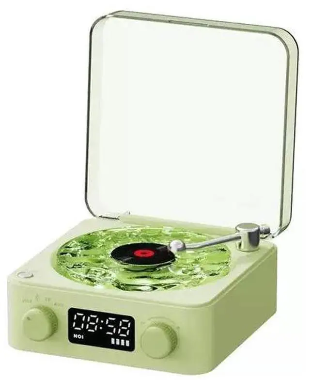 Main image of Waves Vinyl Bluetooth Speaker, Vinyl Record Player Style with Ocean Sound White Noise, Retro Bluetooth with Ambient Light and Timer, Mini Record Player Cute Speaker,Grenn