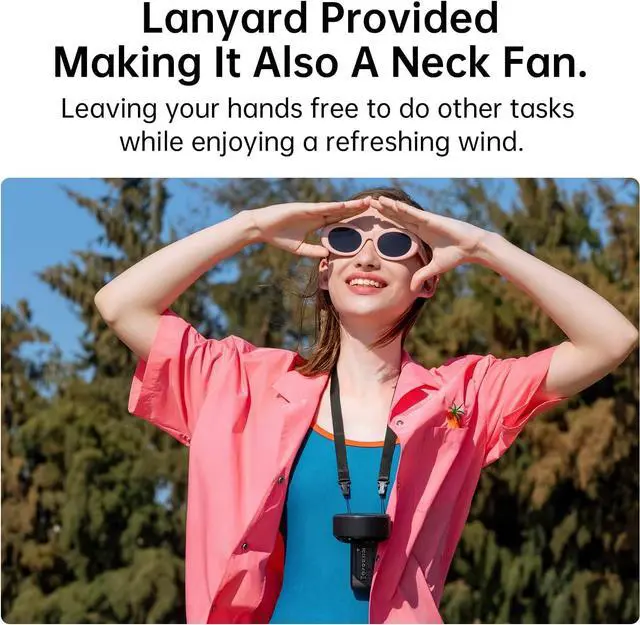 Alt view image 5 of 7 - Portable Handheld Fan Life7: 3-in-1 Hand, Desk & Neck Fan-Black | 19.5H Max Cooling, 5-Speed, LED Display, 5000mAh Rechargeable,USB Foldable Fan for Travel/Concerts/Cruise/Sports Events/Gifts