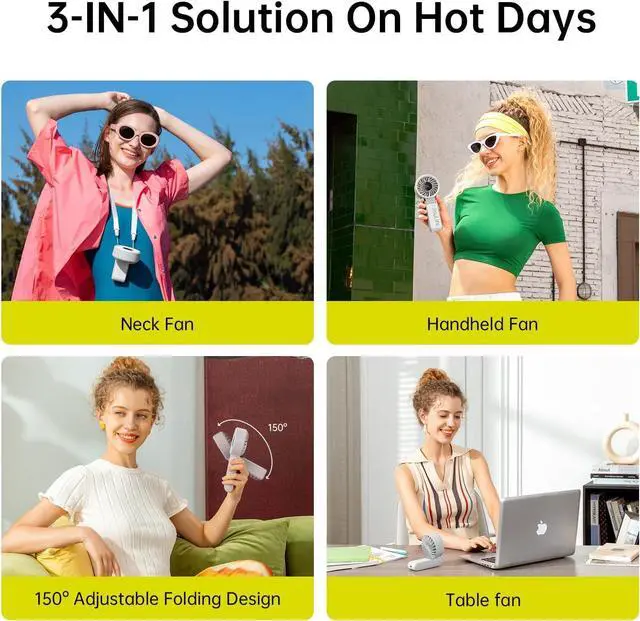 Alt view image 5 of 7 - Portable Handheld Fan Life7: 3-in-1 Hand, Desk & Neck Fan-Black | 19.5H Max Cooling, 5-Speed, LED Display, 5000mAh Rechargeable,USB Foldable Fan for Travel/Concerts/Cruise/Sports Events/Gifts Grey