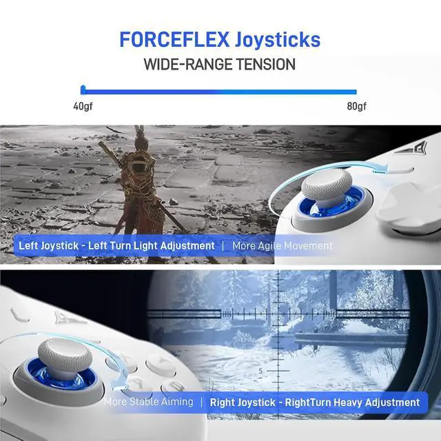Alt view image 6 of 7 - FLYDIGI Direwolf 4 PC Controller Forceflex Joystick Forceswitch Triggers | 1000Hz Report Rate, Grip Vibration, 2 Extra Customizable Bottons, 6-Axis Gyro, 800mAh Battery