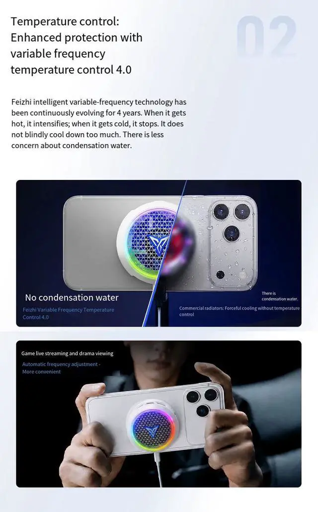 Alt view image 5 of 7 - Flydigi B9X/B8X Magnetic Phone Cooler, Semiconductor Cooling Fan with Suction Cooling Design, Gaming Smartphone Cooling Fan for iPhone, iPad, RedMagic, Black Shark and Android Devices
