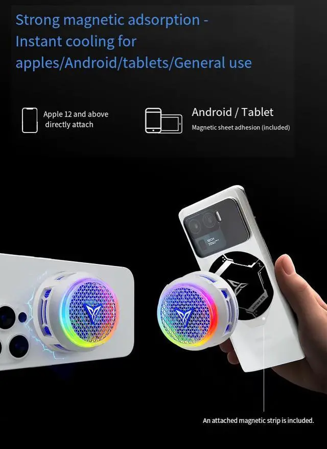 Alt view image 5 of 5 - FLYDIGI Flydigi B9X EVA Edition Magnetic Phone Cooler, Semiconductor Cooling Fan with Suction Cooling Design, Gaming Smartphone Cooler for iPhone, iPad, RedMagic, Black Shark and Android Devices