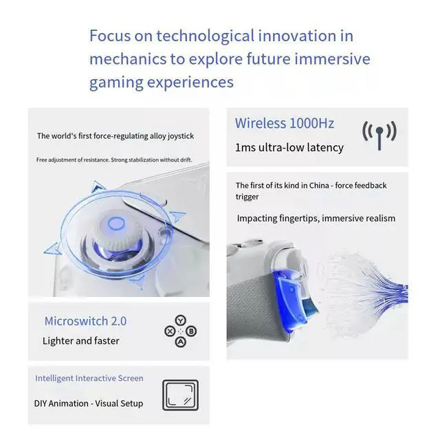 Alt view image 2 of 6 - FLYDIGI Vader 4 Pro Wireless Game Controller, Force Feedback Gaming Joystick for Switch 2, PC, Mobile, Steam, Xbox Style Controller with Hall Effect Technology