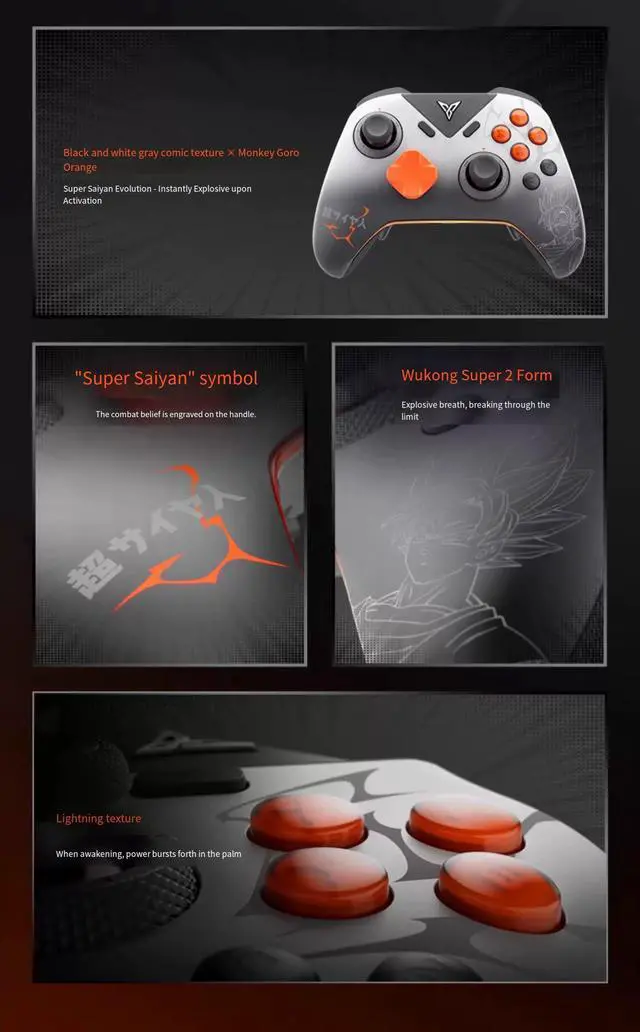 Alt view image 3 of 5 - Flydigi Vader 5 Pro Wireless Controller Dragon Ball Z Limited Edition 4ms Ultra-Low Latency, 8 Programmable Buttons, Hall Effect Triggers for PC/Switch/Steam/Android, eSports Pro Controller
