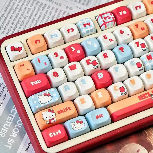 Alt view image 3 of 6 - MOA PBT Keycaps Hello Kitty Full Set 125 Keys 5-Sided Dye-Sublimation, Anti-Oil Texture, Compatible with 60/75/TKL/Full Size Mechanical Keyboards