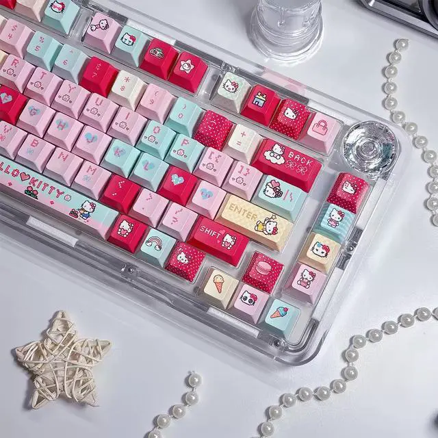Alt view image 5 of 5 - Hello Kitty 125-Key PBT MOA Keycaps Set 5-Sided Dye-Sublimation, Cute Pink Theme, Universal Fit for MX Mechanical Keyboards