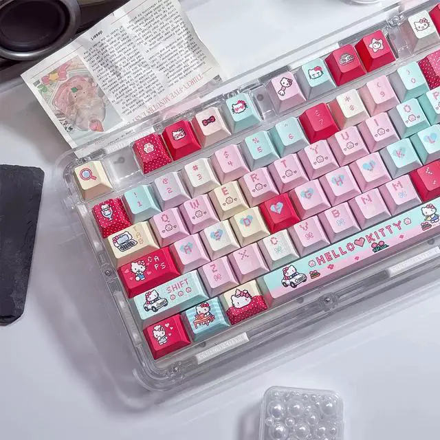 Alt view image 4 of 5 - Hello Kitty 125-Key PBT MOA Keycaps Set 5-Sided Dye-Sublimation, Cute Pink Theme, Universal Fit for MX Mechanical Keyboards