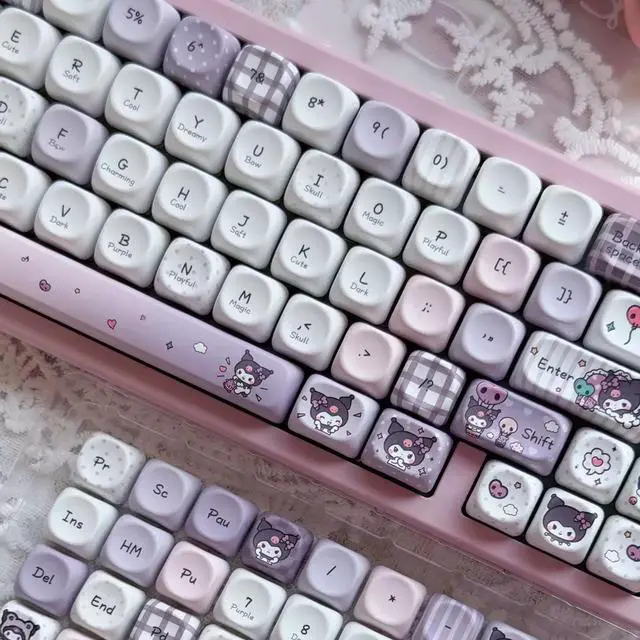 Alt view image 4 of 6 - Kuromis Diary MOA PBT Keycaps Set 5-Sided Dye-Sublimation, 131 Keys, Cute Pink Kawaii Design, Fits 65/75/87/98/104 MX Mechanical Keyboards