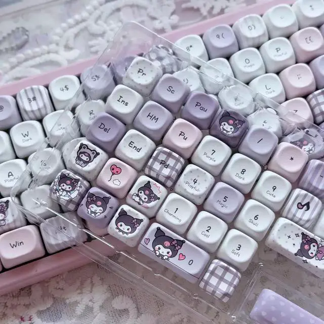 Alt view image 3 of 6 - Kuromis Diary MOA PBT Keycaps Set 5-Sided Dye-Sublimation, 131 Keys, Cute Pink Kawaii Design, Fits 65/75/87/98/104 MX Mechanical Keyboards