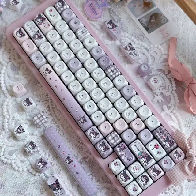 Alt view image 2 of 6 - Kuromis Diary MOA PBT Keycaps Set 5-Sided Dye-Sublimation, 131 Keys, Cute Pink Kawaii Design, Fits 65/75/87/98/104 MX Mechanical Keyboards