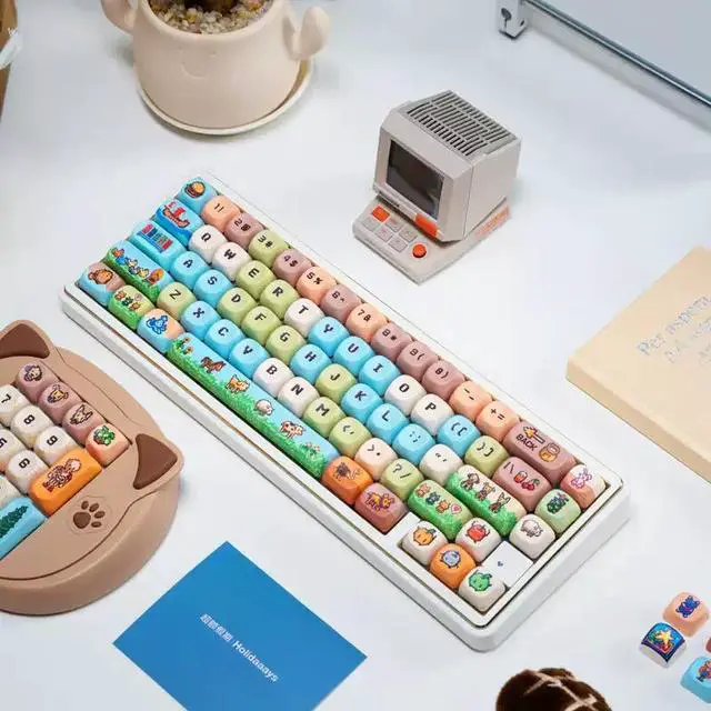 Alt view image 5 of 6 - Stardew Valley Pixel MOA PBT Keycaps Set 5-Sided Dye-Sublimation, 137 Keys, Cozy Farm Life Design, Fits 65/75/87/98/104 MX Mechanical Keyboards
