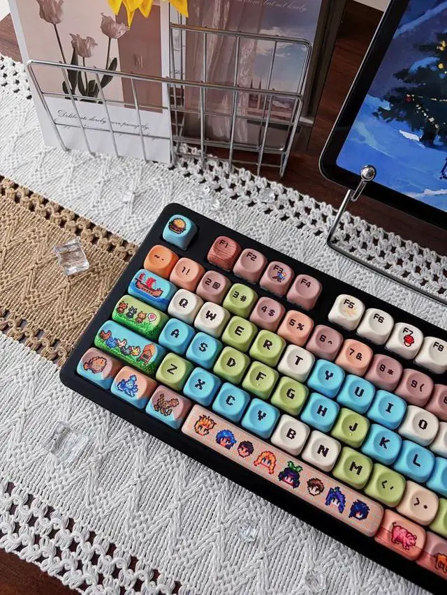 Alt view image 6 of 6 - Stardew Valley Pixel MOA PBT Keycaps Set 5-Sided Dye-Sublimation, 137 Keys, Cozy Farm Life Design, Fits 65/75/87/98/104 MX Mechanical Keyboards