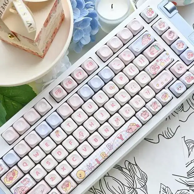 Alt view image 6 of 6 - Kirby MOA PBT Keycaps Set 5-Sided Dye-Sublimation, Cute Pink Gaming Theme, Fits 75/87/104/108 MX Mechanical Keyboards