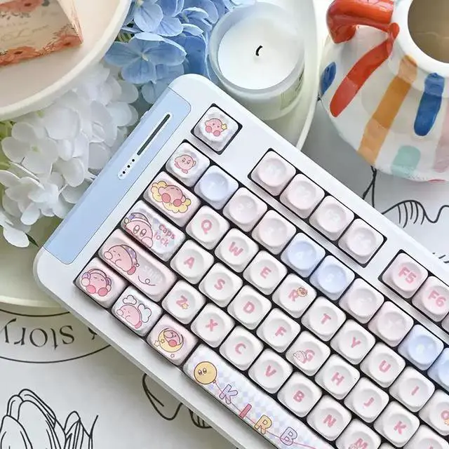 Alt view image 4 of 6 - Kirby MOA PBT Keycaps Set 5-Sided Dye-Sublimation, Cute Pink Gaming Theme, Fits 75/87/104/108 MX Mechanical Keyboards