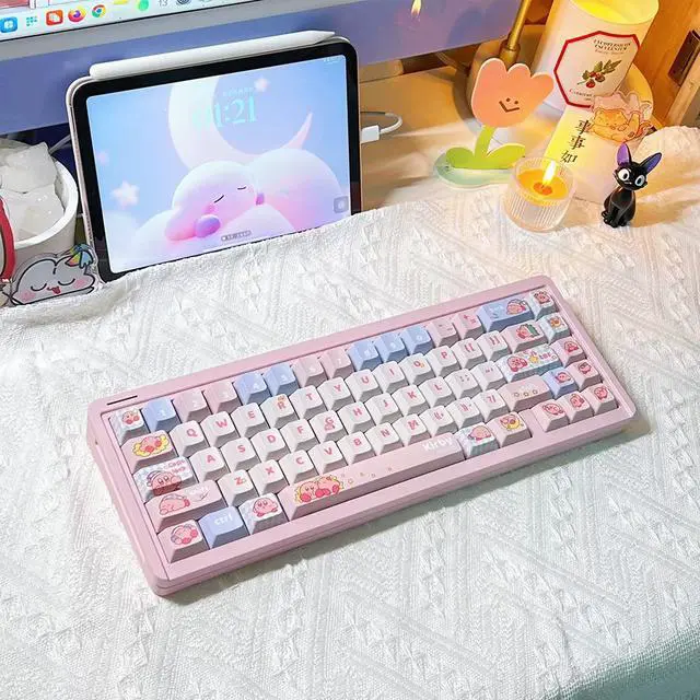 Alt view image 2 of 6 - Kirby MOA PBT Keycaps Set 5-Sided Dye-Sublimation, Cute Pink Gaming Theme, Fits 75/87/104/108 MX Mechanical Keyboards